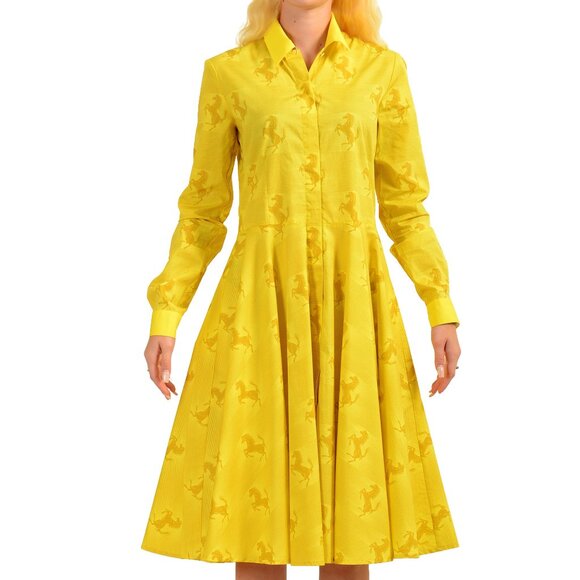 Scuderia Ferrari Dresses & Skirts - Scuderia Ferrari Women's Yellow "Cavallino Allover" Fit & Flare Dress US S IT 40
